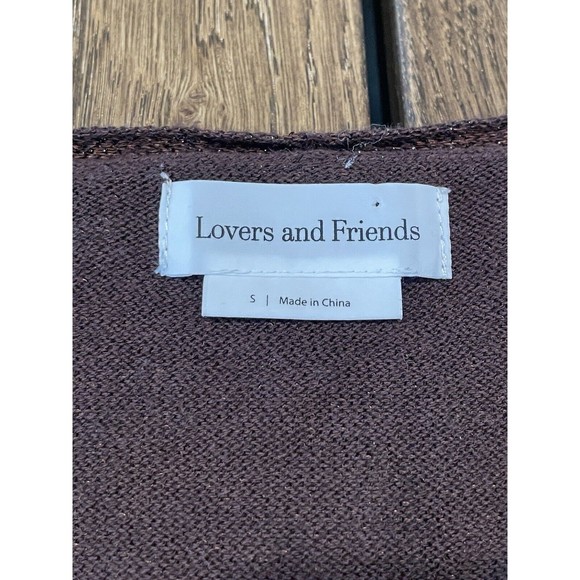 Lovers And Friends Azita Wrap Dress Women’s Size S Chocolate Brown Midi Shimmer - Picture 6 of 16